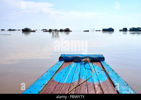 Floating homes on Tonle Sap lake in Cambodia Stock Photo