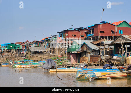 Stilt houses on Tonle Sap lake in Cambodia Stock Photo