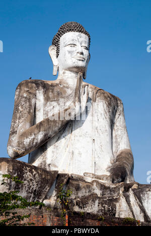 Battambang Cambodia, giant buddha statue at the Ek Phnom buddhist temple Stock Photo