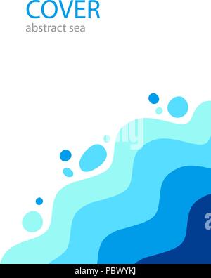 Cover abstract sea. vector background template for summer vacati Stock Vector