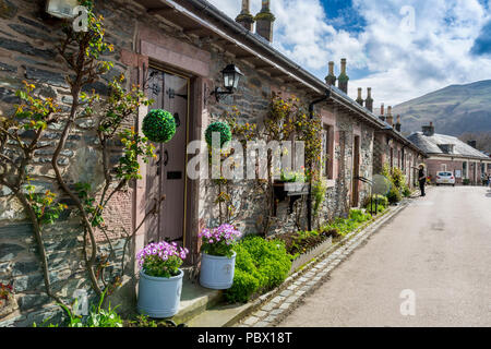 Slate roofed cottages in the conservation village of Luss on the shores of Loch Lomond, Argyll and Bute, Scotland, UK Stock Photo