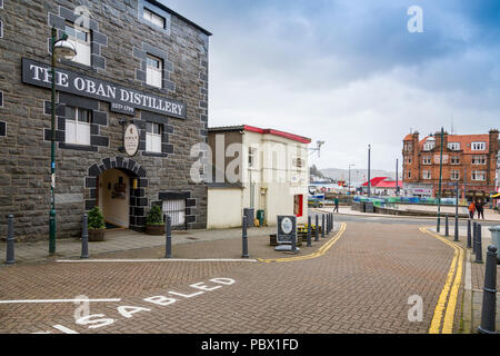 The Oban Whisky Distillery is a popular tourist attraction in the town, Argyll and Bute, Scotland, UK Stock Photo