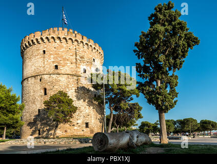 Thessaloniki, Greece. The White Tower is a monument and museum on the waterfront of the city of Thessaloniki Stock Photo