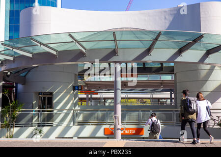 Entrance to Parramatta railway station in the city centre,Western Sydney,Australia Stock Photo