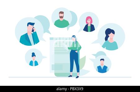 Online meeting - flat design style illustration Stock Vector
