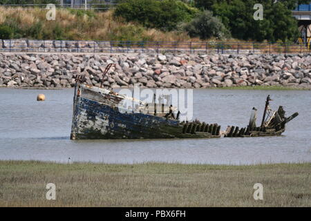 Beached and forgotten shipwrecks, Barry harbour , Barry island, south Wales coast, Stock Photo