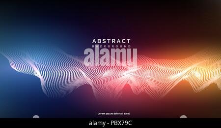 Abstract background with dots lines. Vector particles. Halftone wavy line For business, science, technology design Stock Vector