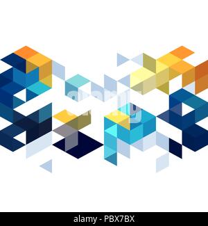 Abstract background with color cubes and grid Stock Vector