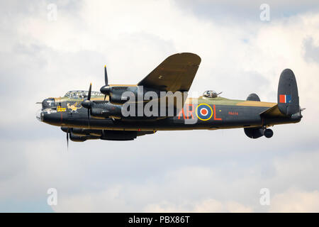 Fairford, Gloucestershire, UK - July 14th, 2018: An RAF BBMF Avro Lancaster performs at the Royal International Air Tattoo 2018 Stock Photo