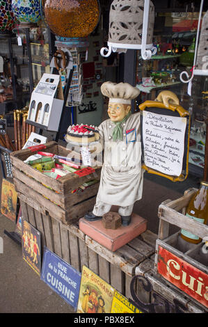 Regional products for sale outside a shop in Honfleur, Normandy, France Stock Photo