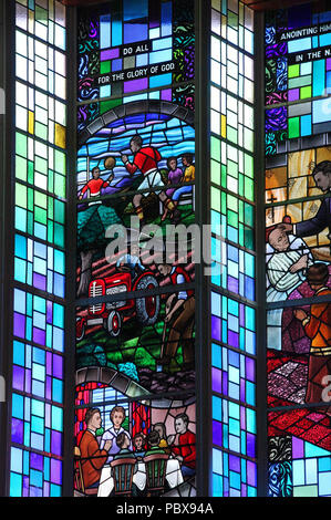 Stained glass window by Harry Clarke Studio at  All Saints Church in Drimoleague Stock Photo