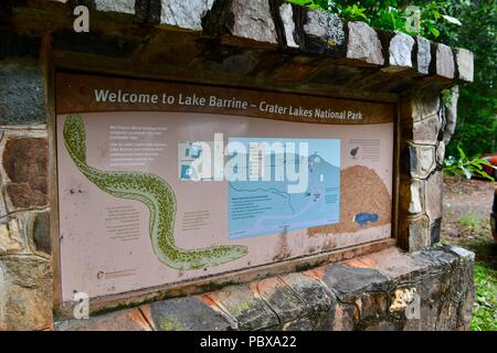 Welcome to Lake Barrine Crater Lakes National Park sign, Atherton Tablelands, QLD, Australia Stock Photo