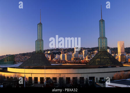 Convention Center towers at dawn, Portland, Oregon Stock Photo