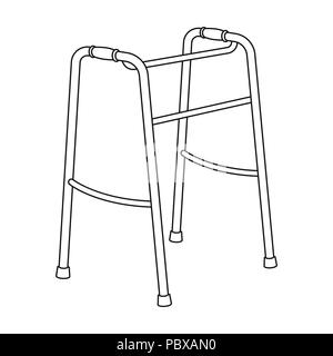 Walker for the disabled.Old age single icon in outline style vector symbol stock illustration . Stock Vector