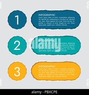 Vector modern color infographic template with three hole of torn paper and three options or steps, isolated on gray background with shadows Stock Vector