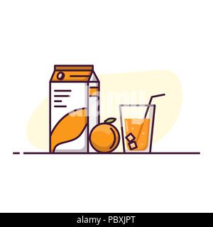 Orange juice glass and pack Stock Vector