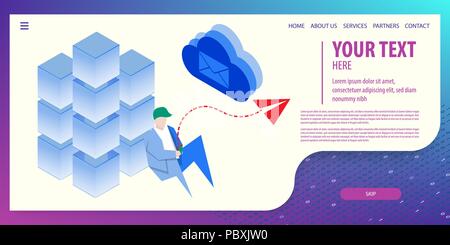Data connection isometric technology Stock Vector