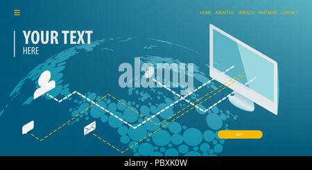 Data connection isometric technology Stock Vector