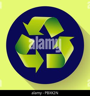 Green arrows recycle eco symbol vector illustration isolated on white background. Recycled sign. Cycle recycled icon. Recycled materials symbol. Recycled icon. Stock Vector