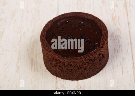 Brownie chocolate cake over wooden background Stock Photo