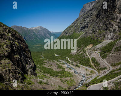 The hairpin bends of the Trollstigen pass, Norway Stock Photo