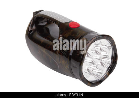 Black flashlight isolated on a white background Stock Photo