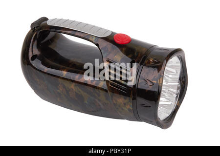 Black flashlight isolated on a white background Stock Photo