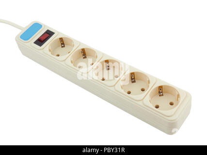 extension power strip isolated on a white Stock Photo