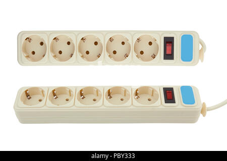 extension power strip isolated on a white Stock Photo