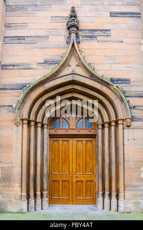 The door at the main entrance to Old and St Andrews church in Montrose, Scotland. Stock Photo