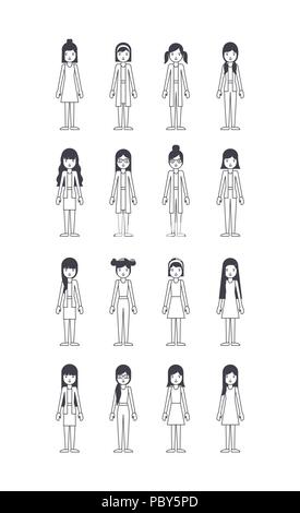 group of young women avatar characters Stock Vector Image & Art - Alamy