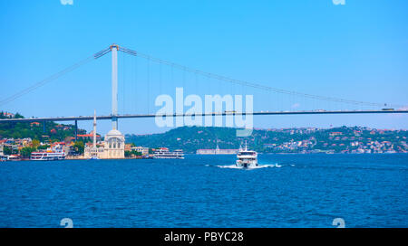 The Bosphorus Bridge (15 July Martyrs Bridge) in Istanbul, Turkey Stock Photo