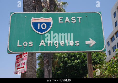 Los Angeles California Interstate 10 East sign Stock Photo