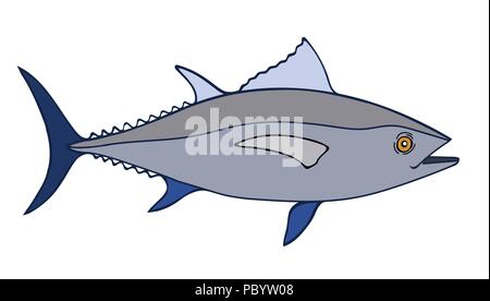 Tuna Fish Sketch Illustration, a hand drawn vector doodle illustration of a tuna fish Stock Vector