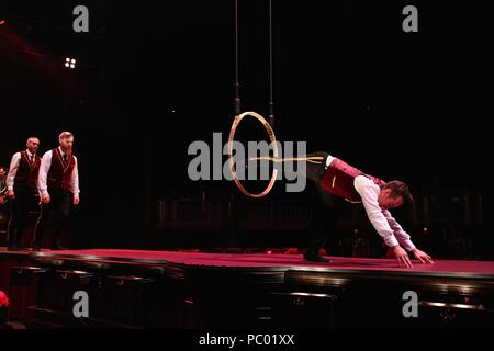 FIVE ACROBATIC SWIZZLE BOYS AT CLUB SWIZZLE ,ROUNDHOUSE ,CHALK FARM ROAD ,CAMDEN TOWN ,LONDON  MONDAY 30 JULY 2018 Stock Photo