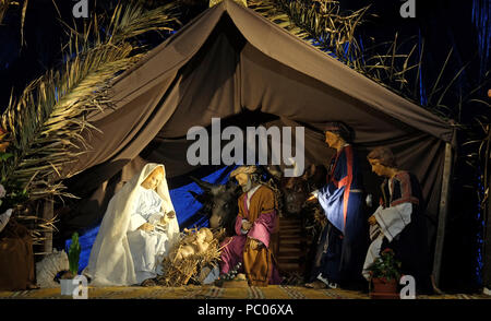 Nativity Scene, Birth of Jesus  Saint Sulpice Church, Paris, France Stock Photo