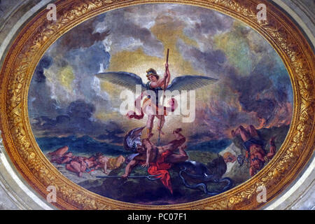Saint Michael slaying the dragon by Eugene Delacroix, painting on the ...