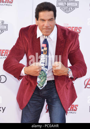 Lou Ferrigno 261 at the  Avengers Age of Ultron Premiere at the Dolby Theatre in Los Angeles. April, 13, 2015.Lou Ferrigno 261 ------------- Red Carpet Event, Vertical, USA, Film Industry, Celebrities,  Photography, Bestof, Arts Culture and Entertainment, Topix Celebrities fashion /  Vertical, Best of, Event in Hollywood Life - California,  Red Carpet and backstage, USA, Film Industry, Celebrities,  movie celebrities, TV celebrities, Music celebrities, Photography, Bestof, Arts Culture and Entertainment,  Topix, Three Quarters, vertical, one person,, from the year , 2015, inquiry tsuni@Gamma-U Stock Photo