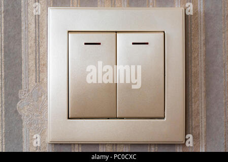 White modern light switch close Stock Photo