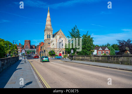 Shrewsbury United Reformed Church and Shrewsbury Abbey in the background, Shropshire, England, United Kingdom, Europe Stock Photo