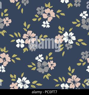 Bold graphic large scale floral vector seamless pattern. Simplistic oversized hand drawn flowers on dark grey textured background. Stylized blooms Stock Vector