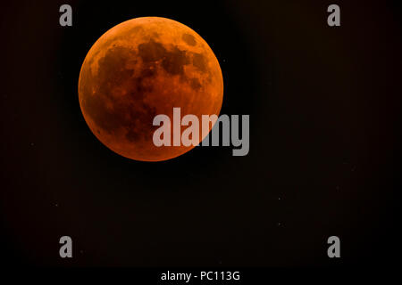 JERUSALEM, ISR - July 27 2018: Lunar eclipse Red moon. bloody moon Stock Photo