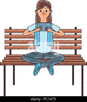 Girl seated on chair using portable videogame vector illustration graphic design Stock Vector