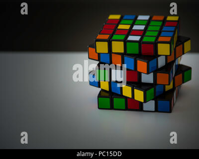 Colored cube with black and white background Stock Photo