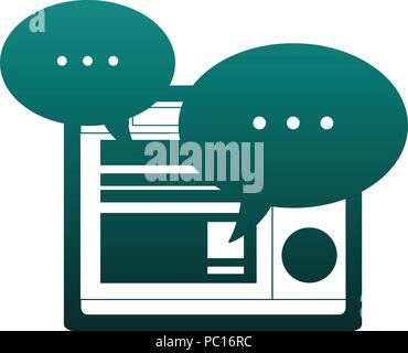Chat on tablet symbol vector illustration graphic design Stock Vector