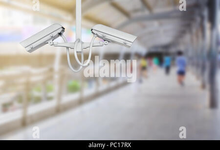 CCTV Camera security operating on subway station platform, underground ...