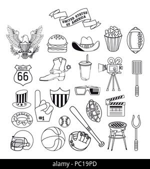Set of USA entertainment icons Stock Vector
