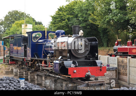 The No.6 'Blickling Hall' narrow gauge steam locomotive awaiting repair in the Bure Valley Railway station, Aylsham, Norfolk. Stock Photo