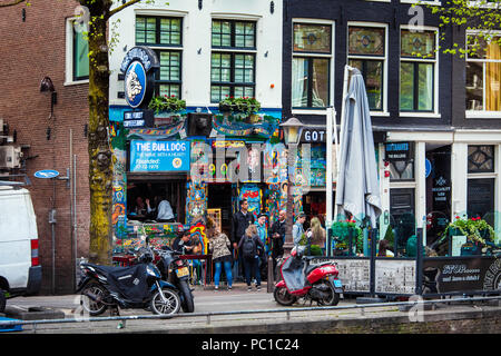 Amsterdam, Netherlands - April, 2018: The famous coffeshop Bulldog in Amsterdam city, Netherlands Stock Photo