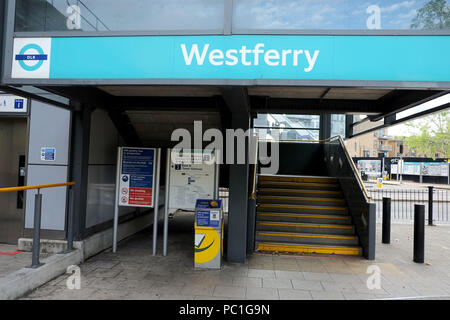 Westferry Docklands Light Railway Station Stock Photo